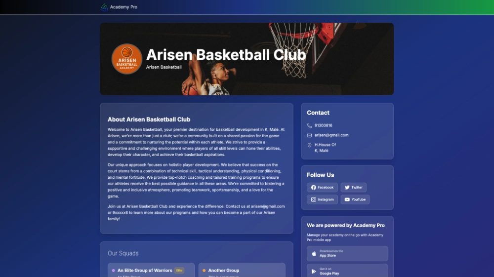 Academy public website